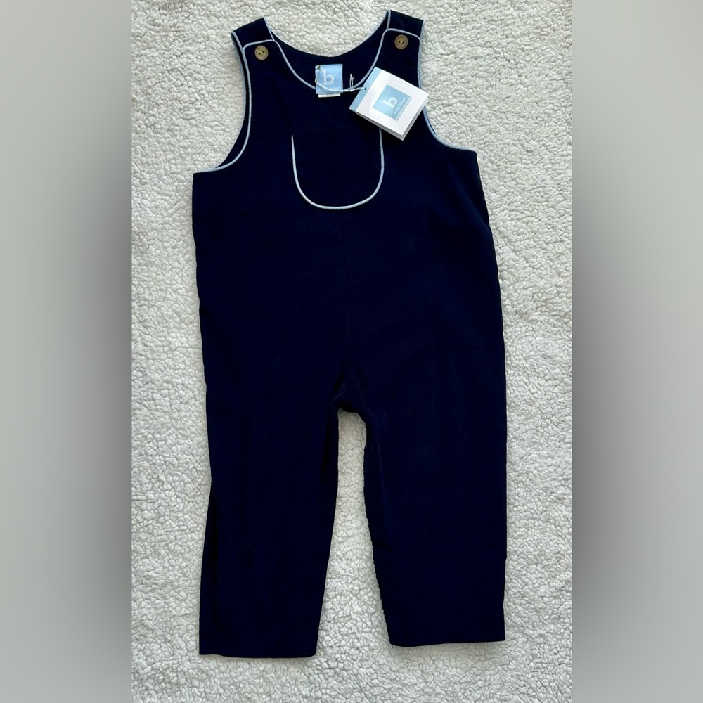 NWT Bella Bliss Navy Blue Curduroy Overall Jumpsuit Romper Boy's Size 24 Months